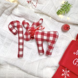 Zestaw ozdób na choinkę renifer i laska cukrowa
