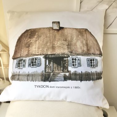 Poduszka z domem staromiejskim z Tykocina wraz z wypełnieniem